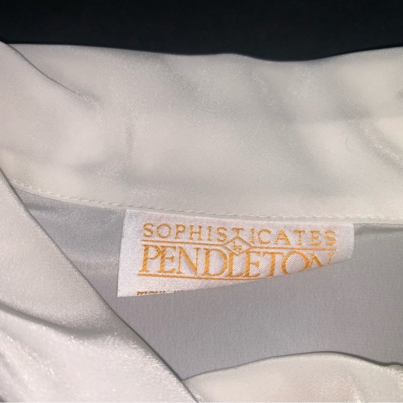 v i n t a g e :: Draped Pleated Satin High Neck Ballon Sleeve Blouse - Picture 8 of 9